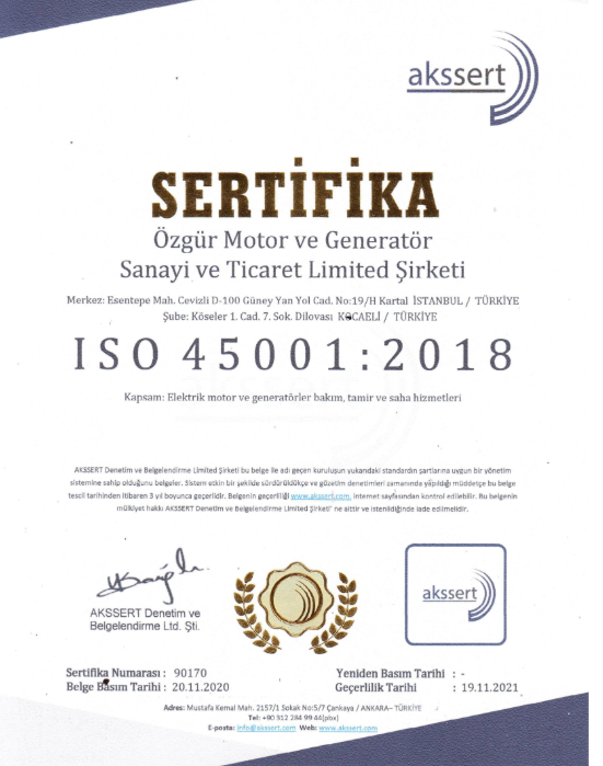 ISO 45001:2018 Certificate