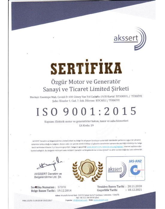 ISO 9001:2015 Certificate